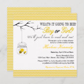 男女兼用なベビーの蜂のシャワーの招待は明らかにします 招待状 (正面/裏面)