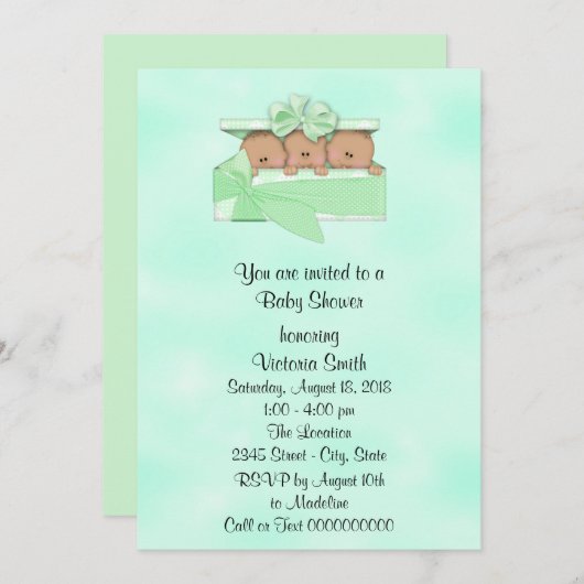 男女兼用なベビーシャワーの三重項の民族のベビー 招待状 (正面/裏面)