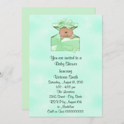 男女兼用なベビーシャワーの民族のベビー 招待状 (正面/裏面)