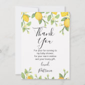 男女兼用なレモンベビーシャワーのサンキューカード 招待状 (正面)