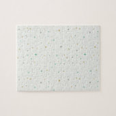 男女兼用な点-ティール(緑がかった色)の金ゴールドおよび灰色 ジグソーパズル (横)