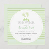 男女兼用な緑のベビーシャワーのıの招待状 招待状 (正面/裏面)