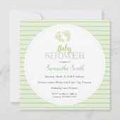 男女兼用な緑のベビーシャワーのıの招待状 招待状 (正面)