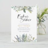 男女兼用な緑の草木のベビーシャワーの招待状- 招待状 (スタンド正面)
