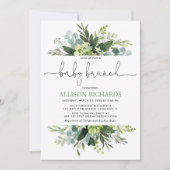 男女兼用な緑の草木の群葉のベビーのブランチ 招待状 (正面)