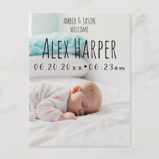 男女兼用な誕生 案内ポストカード (正面)