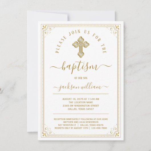 男女兼用エレガント金ゴールド 招待状 (正面)