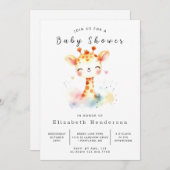 男女兼用カスタムキリン赤ちゃんシャワー 招待状 (正面/裏面)