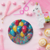 男女兼用カラフルおもしろい誕生日ケーキ ペーパープレート (パーティー)