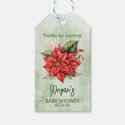 男女兼用クリスマスポインセチア赤ちゃん ギフトタグ (正面)