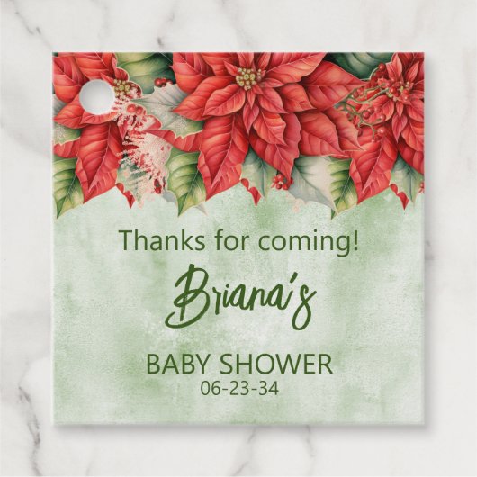 男女兼用クリスマスポインセチア赤ちゃん フェイバータグ (正面)