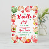 男女兼用クリスマス赤ちゃんシャワー招待状 招待状 (スタンド正面)