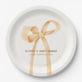 男女兼用シンプルBow Baby Shower ペーパープレート