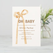 男女兼用シンプルBow Baby Shower 招待状 (スタンド正面)