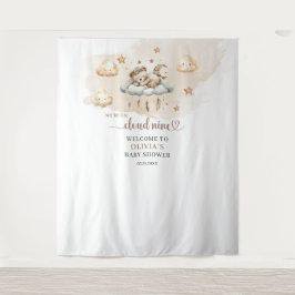 男女兼用テラコッタアイボリー雲9クマ タペストリー