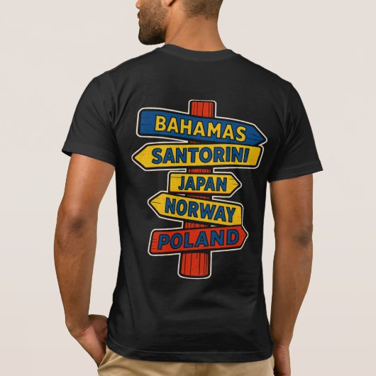 男女兼用トラベルサインポストTシャツ Tシャツ (裏面)
