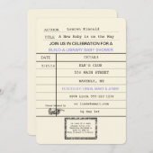 男女兼用ベビーヴィンテージライブラリのカードシャワー 招待状 (正面/裏面)
