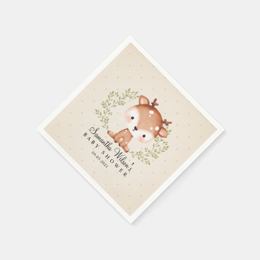 男女兼用ベビー子鹿の赤ちゃんシャワー スタンダードカクテルナプキン (角)