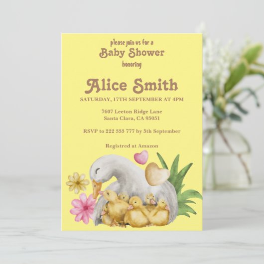 男女兼用ママとベビーかわいい赤ちゃんシャワー 招待状 (スタンド正面)