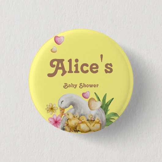 男女兼用ママとベビーかわいい赤ちゃんシャワー 缶バッジ (正面)