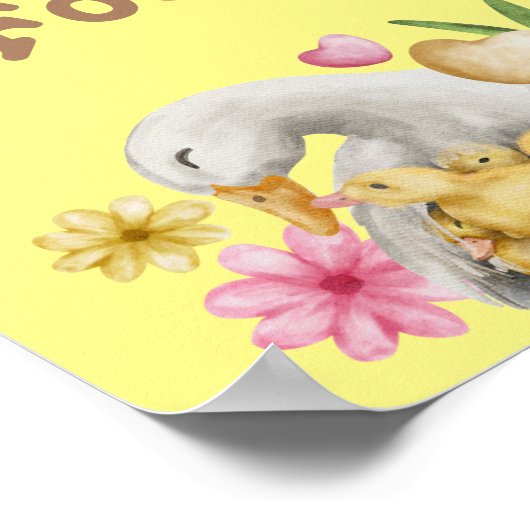 男女兼用ママとベビーかわいい食べ物 ポスター (角)