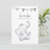 男女兼用モダンベビー象パーティー招待状 (スタンド正面)