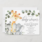 男女兼用ユーカリかわいいサファリベイビーシャワー 招待状 (正面)