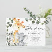 男女兼用ユーカリかわいいサファリベイビーシャワー 招待状 (スタンド正面)
