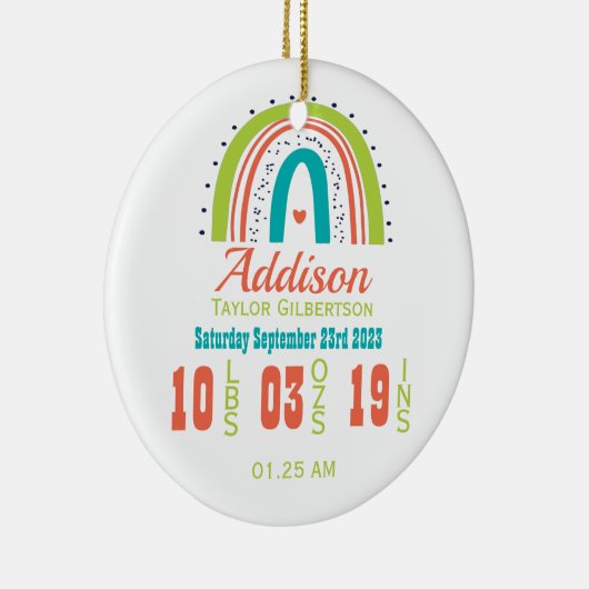 男女兼用レインボー生まれたばかりの統計 セラミックオーナメント (右)