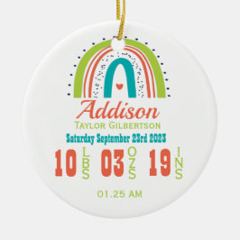 男女兼用レインボー生まれたばかりの統計 セラミックオーナメント