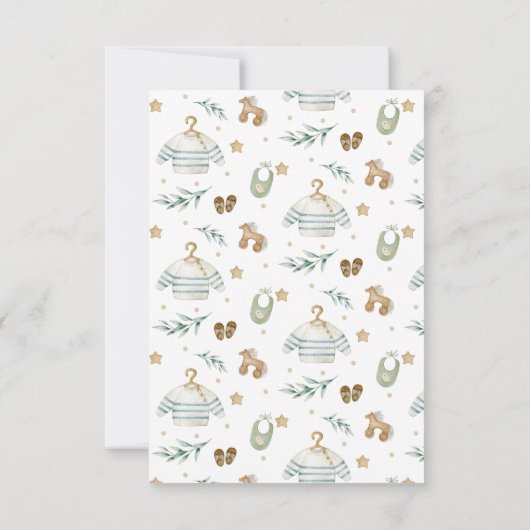 男女兼用ヴィンテージおもちゃ赤ちゃんシャワー サンキューカード (裏面)