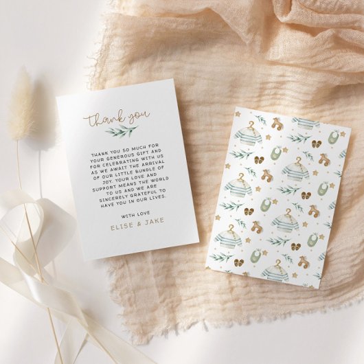 男女兼用ヴィンテージおもちゃ赤ちゃんシャワー サンキューカード