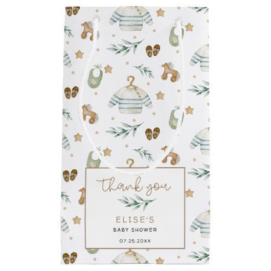 男女兼用ヴィンテージおもちゃ赤ちゃんシャワー スモールペーパーバッグ (正面)