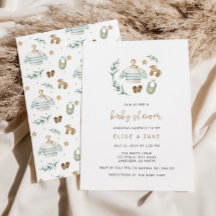 男女兼用ヴィンテージトイズベビシャワー招待状