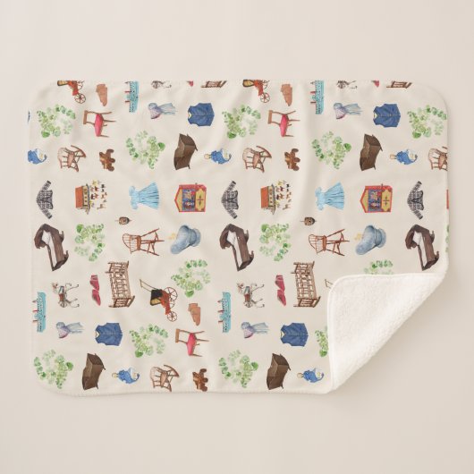 男女兼用ヴィンテージベビー子供部屋玩具パターン シェルパブランケット (正面(横))