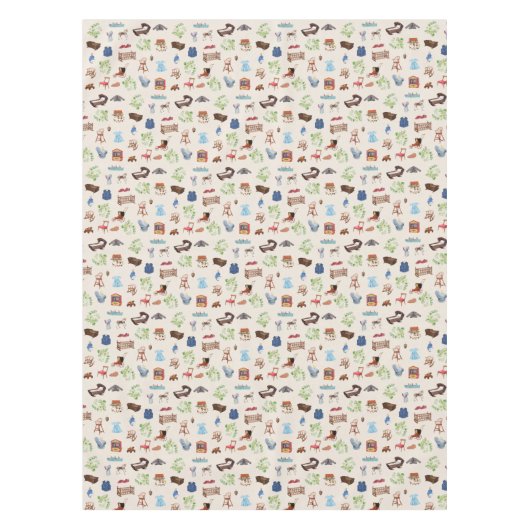 男女兼用ヴィンテージベビー子供部屋玩具パターン テーブルクロス (正面)