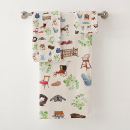 男女兼用ヴィンテージベビー子供部屋玩具パターン バスタオルセット