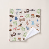 男女兼用ヴィンテージベビー子供部屋玩具パターン バスタオルセット (ウォッシュタオル)