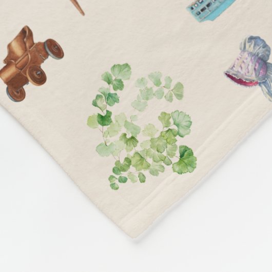 男女兼用ヴィンテージベビー子供部屋玩具パターン フリースブランケット (角)