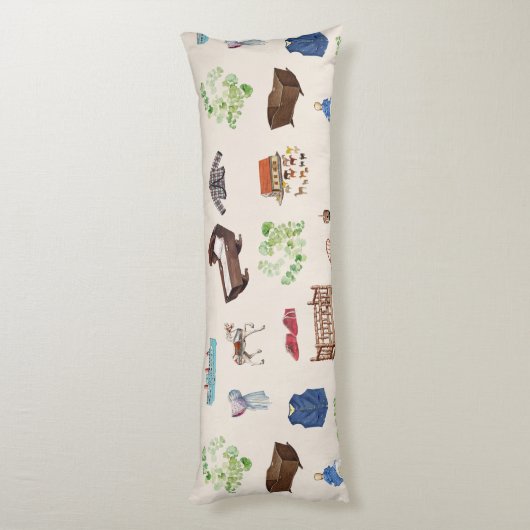 男女兼用ヴィンテージベビー子供部屋玩具パターン ボディピロー (裏面 (縦))