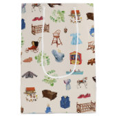 男女兼用ヴィンテージベビー子供部屋玩具パターン ミディアムペーパーバッグ (裏面)