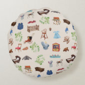 男女兼用ヴィンテージベビー子供部屋玩具パターン ラウンドクッション (裏面)