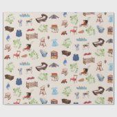 男女兼用ヴィンテージベビー子供部屋玩具パターン ラッピングペーパー (フラット)