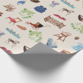 男女兼用ヴィンテージベビー子供部屋玩具パターン ラッピングペーパー (角)