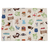 男女兼用ヴィンテージベビー子供部屋玩具パターン ラージペーパーバッグ (正面)