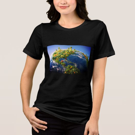男女兼用半袖の「野菜の地球」Tシャツ トライブレンドTシャツ (正面)