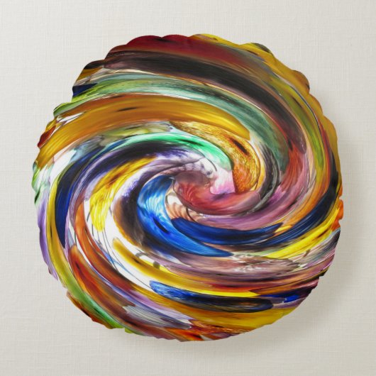 男女兼用渦巻き色カラフル ラウンドクッション (正面)