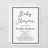 男女兼用白黒ベビーシャワー 招待状 (正面)