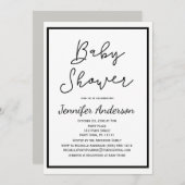 男女兼用白黒ベビーシャワー 招待状 (正面/裏面)