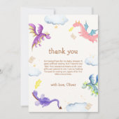 男女兼用童話魔法ドラゴンベビーシャワー サンキューカード (正面)